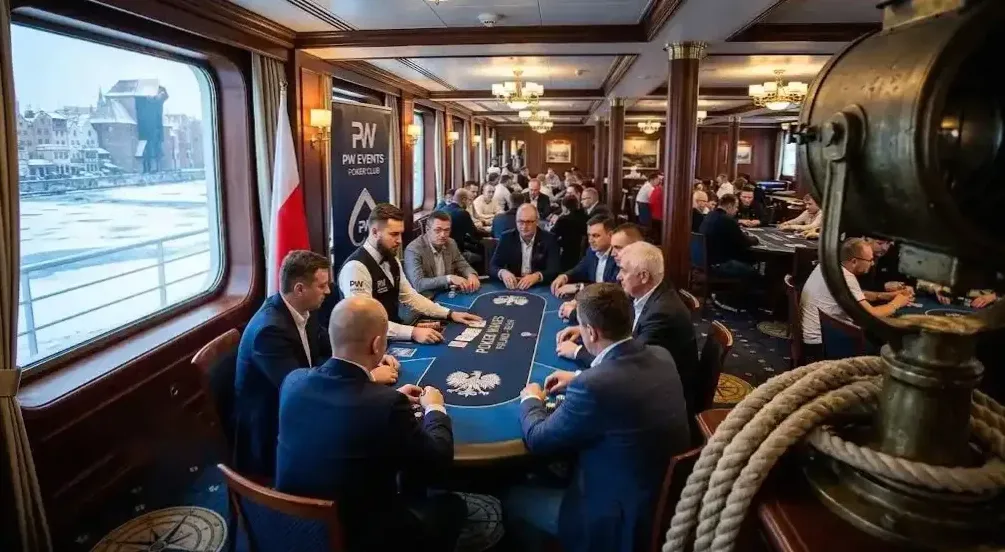 Turniej pokerowy wieczorem na statku